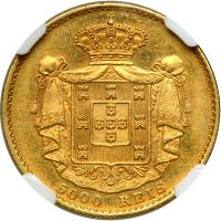 Portugal. 5000 Reis, 1872. NGC AU58 - 2