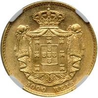 Portugal. 5000 Reis, 1883. NGC AU55 - 2