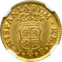 Spain. ½ Escudo, 1747-JB (Madrid). NGC MS62 - 2