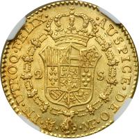 Spain. 2 Escudos, 1800/799-MF (Madrid). NGC AU55 - 2