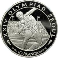 Tonga. Palladium 10 Pa ' anga, 1988. NGC PF69 - 2