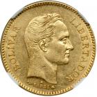 Venezuela. 5 Venezolanos (25 Bolivares), 1875-A. NGC AU55