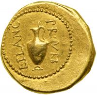 Julius Caesar, d. 44 BC. Gold Aureus (8.10 g) minted at Rome by L. Plautius Plancus, urban prefect, 45 BC. VF - 2