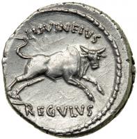 Julius Caesar, d. 44 BC. AR Denarius minted posthumously at Rome by moneyer L. Livineius Regulus, 42 BC. EF - 2