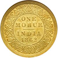 India - British. Mohur, 1862. NGC AU58 - 2