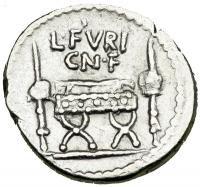 L. Furius Cn.f. Brocchus, moneyer. AR Denarius minted at Rome, c. 63 BC - 2