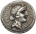 Cassius, d. 42 BC. AR Denarius struck in early 42 BC at the mint moving with Brutus and Cassius, possibly at Smyrna. VF