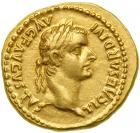 Tiberius, AD 14-37. Gold Aureus (7.76 g) minted at Lugdunum. EF