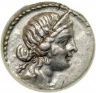 Julius Caesar, d. 44 BC. AR Denarius struck at the mint moving with Caesar in North Africa, 47-46 BC. EF