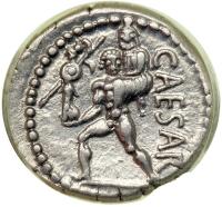 Julius Caesar, d. 44 BC. AR Denarius struck at the mint moving with Caesar in North Africa, 47-46 BC. EF - 2