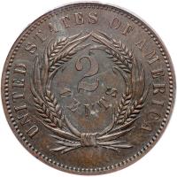 1863 Pattern Two Cents. Bronze, plain edge. Judd-312. Pollock-377. Rarity 4. PCGS PF65 - 2