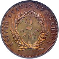 1863 Pattern Two Cents. Bronze, plain edge. Judd-312. Pollock-377. Rarity 4. PCGS PF64 - 2