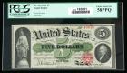 1862, $5 United States Note. PCGS Choice About New 58PPQ