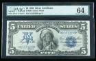 1899, $5 Silver Certificate. PMG Choice Uncirculated 64