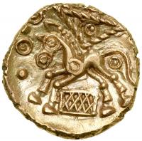 Celtic Coinage. Britain. The Cantii. Uninscribed. Late Weald type. Gold Quarter Stater (1.37 g, 12 mm). MS - 2