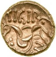 Celtic Coinage. Britain. The Corieltauvi. Dvmnoc Tigir Seno. Gold Stater (5.25 g, 19 mm). Early-mid 1st century A.D. EF - 2