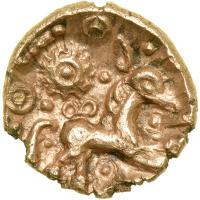 Celtic Coinage. Britain. The Catuvellauni/Trinovantes. Uninscribed. Gold Quarter Stater (1.33 gm, 12 mm). EF - 2