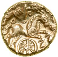 Celtic Coinage. Britain. The Catuvallauni/Trinovantes. Uninscribed. Late Whaddon Chase type. Gold Stater (5.52 g. 17 mm). EF - 2