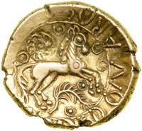 Celtic Coinage. Britain. The Catuvellauni/Trinovantes. Addedomaros. Gold Stater (5.53 g, 20 mm). Late 1st century B.C. VF - 2