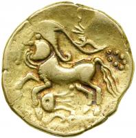 Celtic Coinage. Northern Gaul. The Treveri. Gold Stater (6.96 g, 21 mm). Early 1st century B.C.. VF - 2