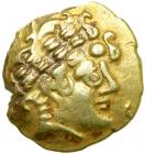 Celtic Coinage. Northern Gaul. The Treveri. Gold Quarter Stater (1.72 g, 15 mm). Early 1st century B.C.. VF