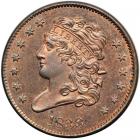 1833 C-1 R5 as a Proof PCGS graded PR63 Red & Brown. PCGS PF63