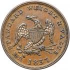 1837 Half Cent Hard Times Token, Low-49 Rulau HT-73, R2 AU58