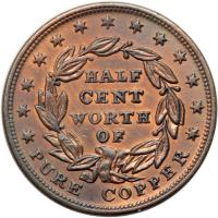 1837 Half Cent Hard Times Token, Low-49 Rulau HT-73, R2 EF40 - 2