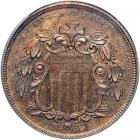 1866 Pattern Five Cents. Copper, plain edge. Judd-498. Pollock-584. High Rarity 7. PCGS PF64