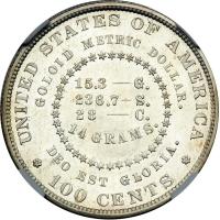 1879 Pattern Goloid Metric Dollar. Goloid, reeded edge. Judd-1626. Pollock-1822. Rarity 4. NGC PF65 - 2