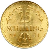 Austria. 25 Schillings, 1931. ANACS MS62 - 2