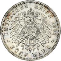 German States - Prussia. 5 Marks, 1901-A. EF-AU - 2