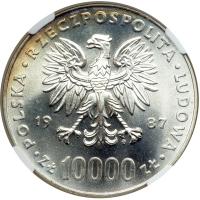 Poland. 10000 Zlotych, 1987-MW. NGC MS66 - 2