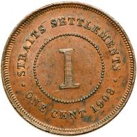 Malaysia - Straits Settlements. Cent, 1908. AU - 2