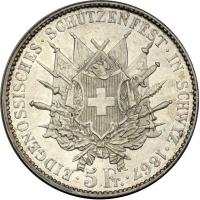 Switzerland. 5 Francs, 1867. EF - 2