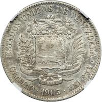 Venezuela. 2 Bolivares, 1905. NGC EF45 - 2