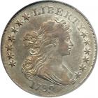 1799 Draped Bust Dollar. Irregular date, 15 stars on reverse. PCGS AU53