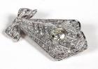 Art Deco Diamond, Platinum Ribbon Design Brooch