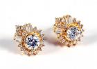 Pair of Diamond, 18K Yellow Gold Earrings