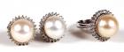 Cultured Pearl, Diamond, 14K White Gold Ring & Earring Suite