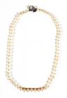 Cultured Pearl, Diamond, Sapphire, 14K White Gold Necklace