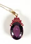 Amethyst, Ruby, 14K Yellow Gold Pendant & Chain