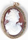 Cameo, Pearl, 10K Yellow Gold Pendant