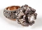 Antique Style Diamond Floral Design, Silver & Yellow Gold Ring