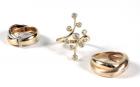 Collection of 3 Lady's Diamond, 14K Yellow Gold Rings