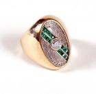 Gent's Diamond, Emerald, 14K Yellow Gold Ring