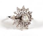 Lady's Diamond, 14K White Gold Floral Design Ring