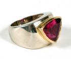 Lady's Rubellite, 18K Yellow & 14K White Gold Modern Design Ring