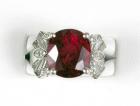 Lady's Rubellite, Diamond, 18K White Gold Ring