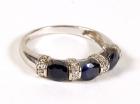 Lady's Sapphire, Diamond, 14K White Gold Band Ring